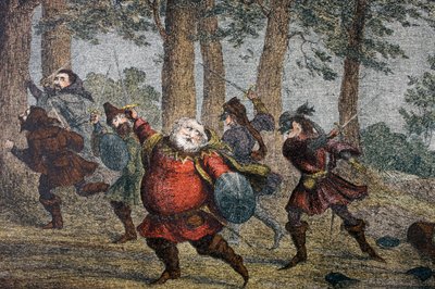 `` فالستاف يتعرق حتى الموت ويؤذي الأرض الهزيلة أثناء سيره &39;&39; ، 1890 بواسطة جورج كروكشانك